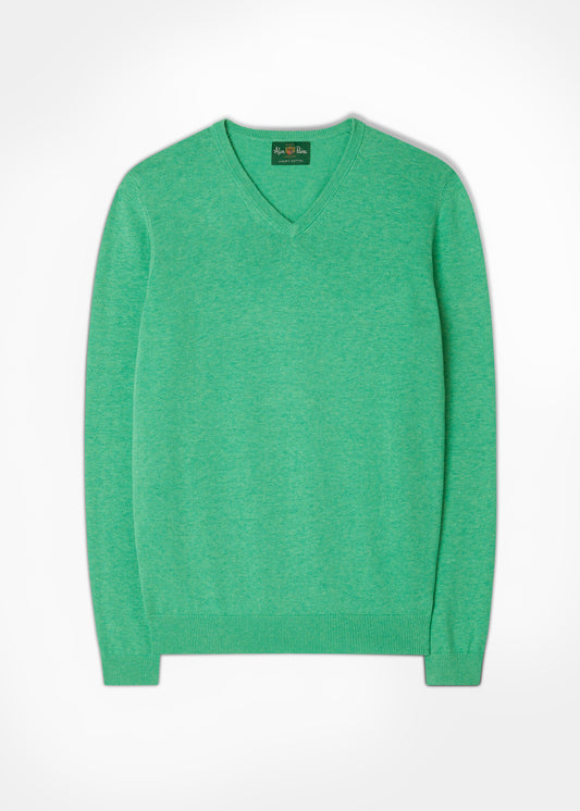 Men's Cotton Cashmere V-Neck Jumper In Spearmint
