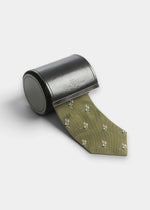 Ripon Silk Country Tie In Olive - Duck Design