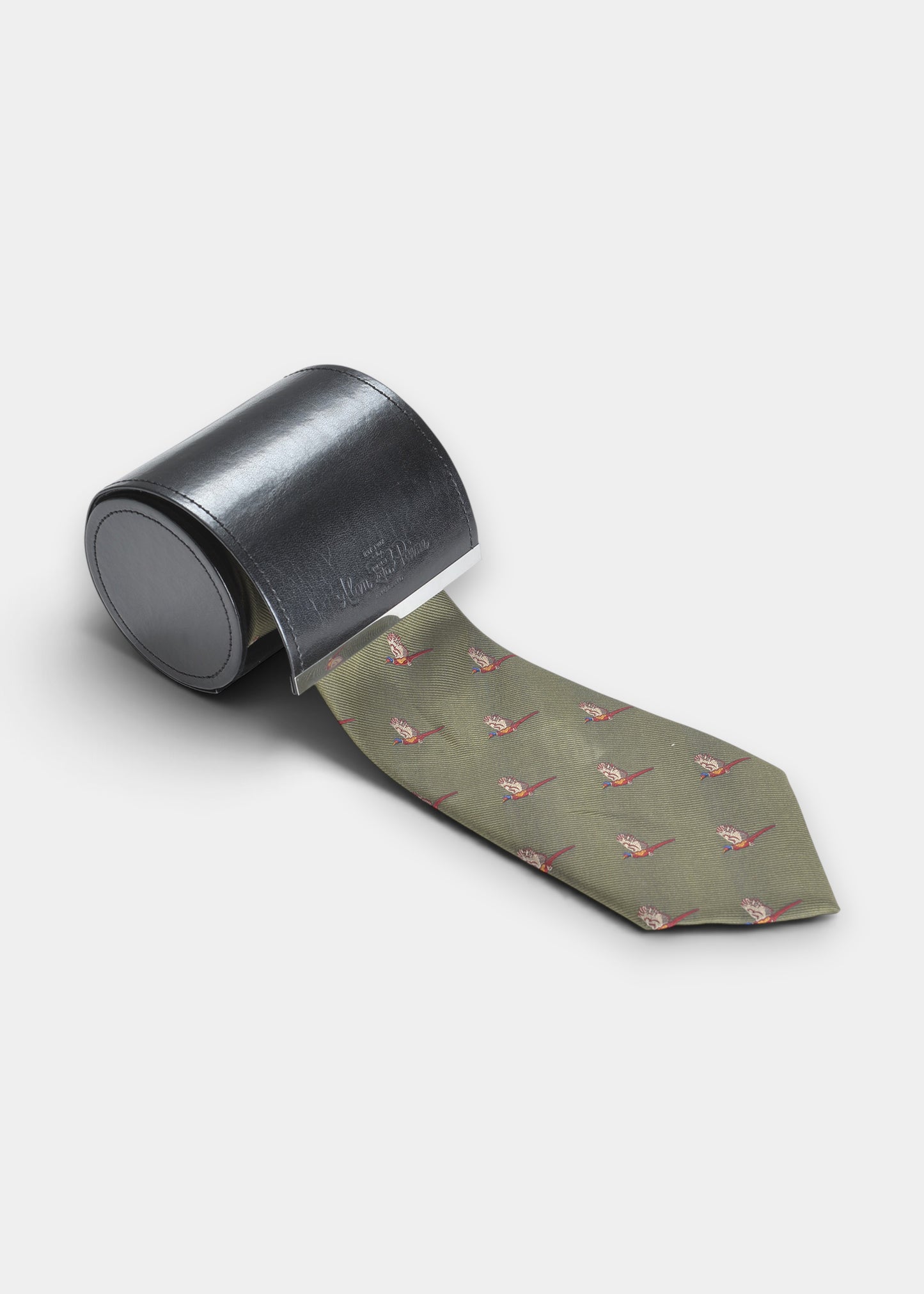 Ripon Silk Country Tie In Olive - Flying Pheasant Design