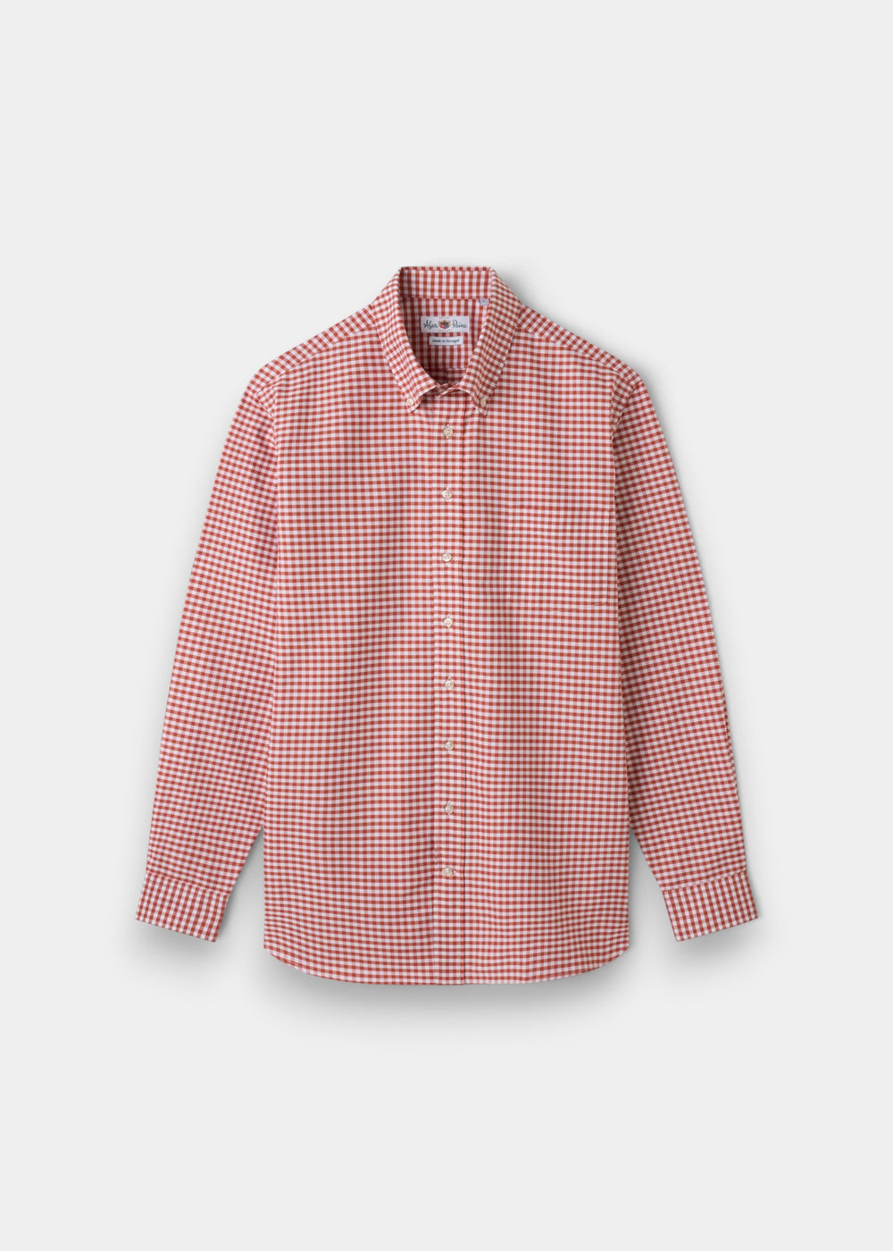 Alan Paine Mirfield red and white gingham check cotton shirt in a classic fit with a button-down collar