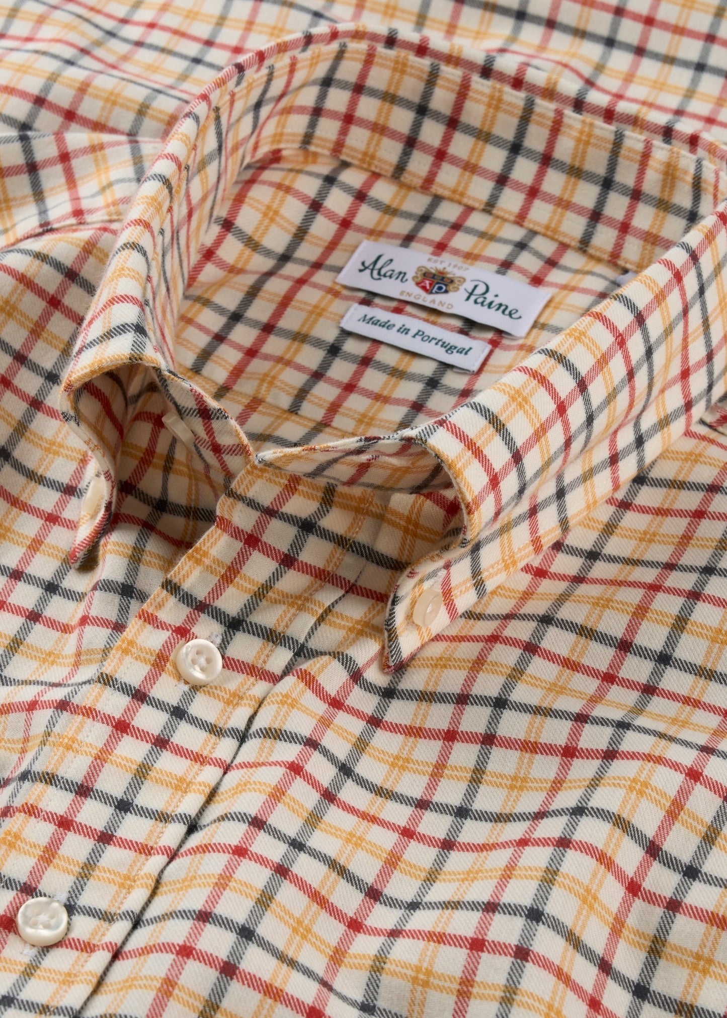 Mirfield Yellow and Red Check Cotton Shirt - Classic Fit