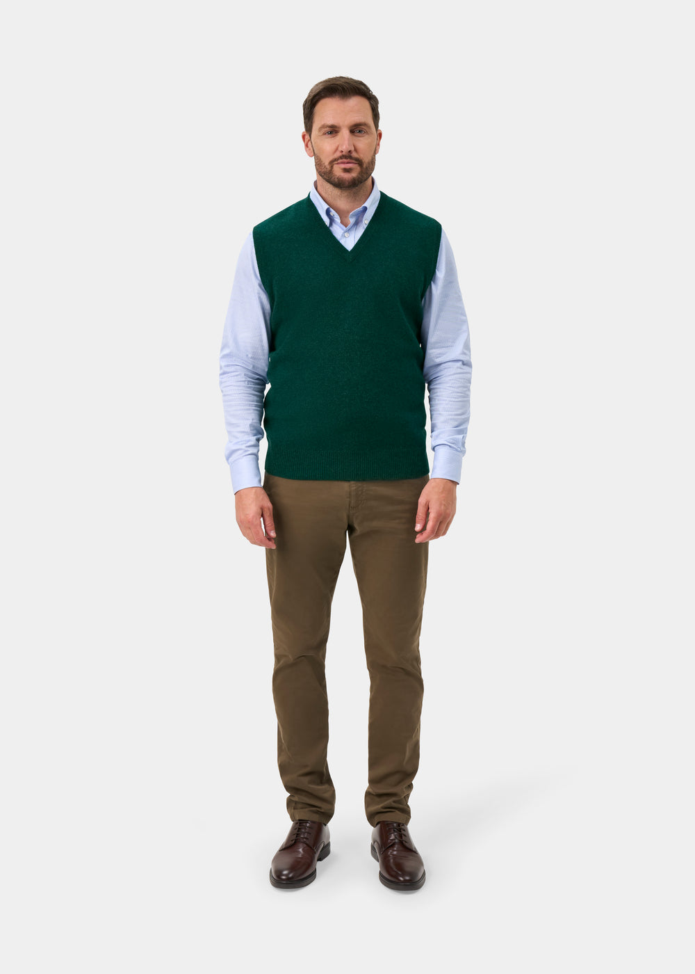 Norfolk Men's Lambswool Slipover in Mallard - Classic Fit
