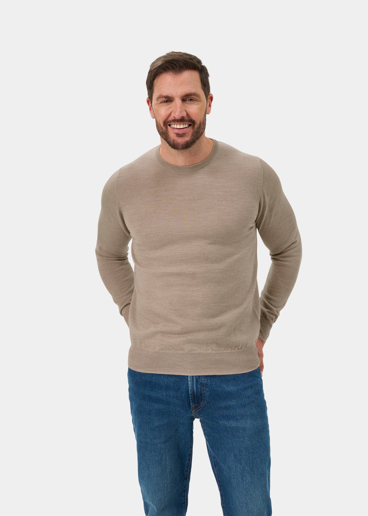 Radstone Men's Merino Wool Jumper in Cobble - Regular Fit