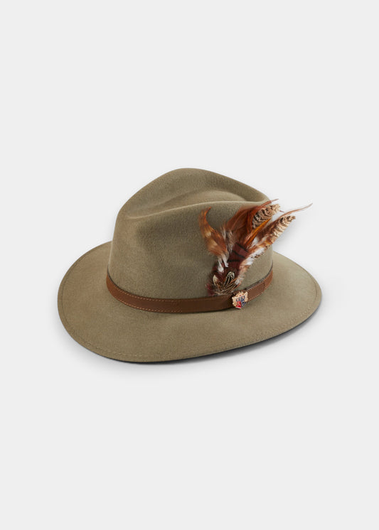 Richmond Ladies Felt Hat With Feather In Oatmeal