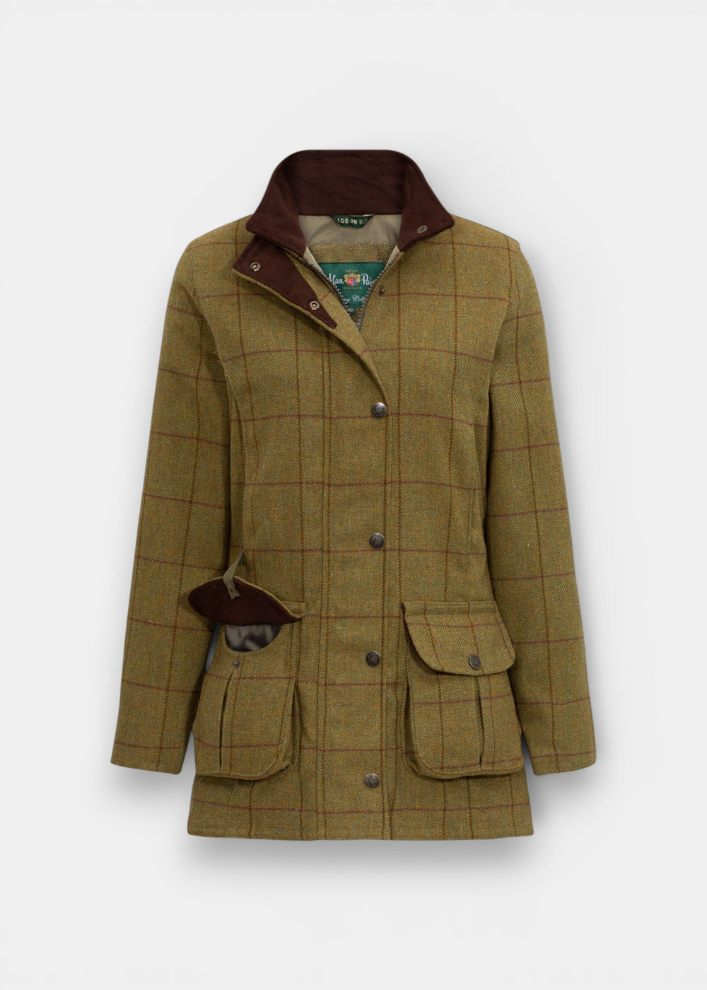 Rutland Ladies Tweed Waterproof Shooting Coat in Lichen  -  Shooting Fit