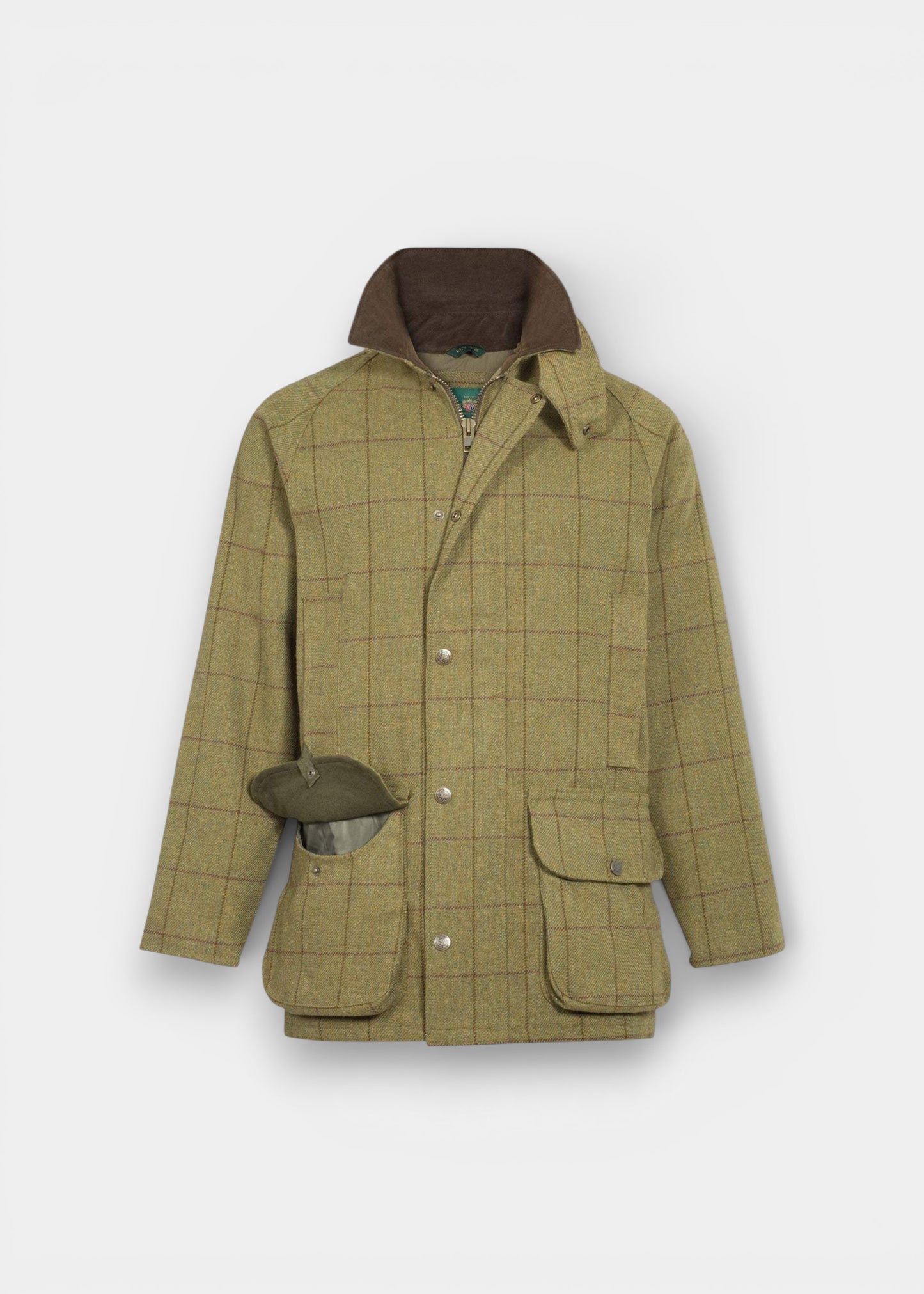 Rutland Men's Tweed Waterproof Shooting Coat in Lichen  -  Regular Fit
