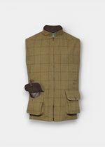 Rutland Men's Tweed Water Repellent Shooting Waistcoat in Lichen  -  Shooting Fit