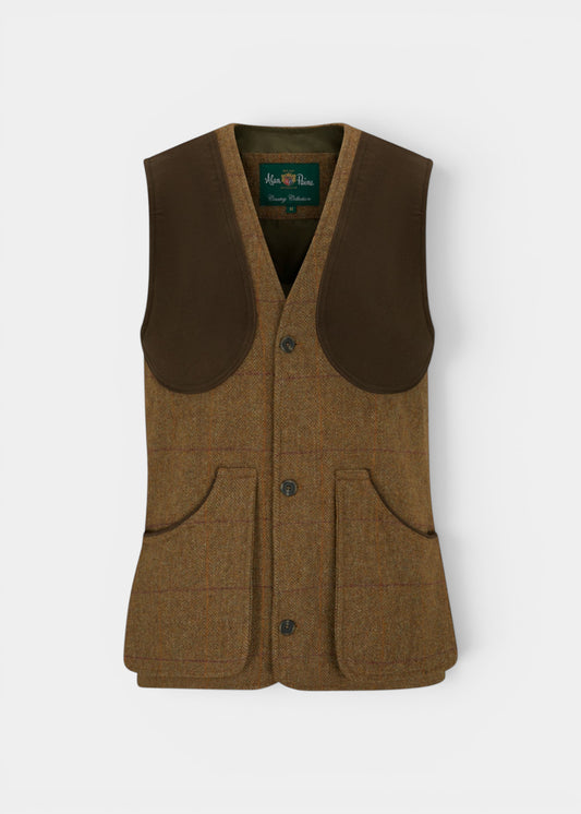 Rutland Men's Tweed Water Repellent Shooting Waistcoat in Birch -  Shooting Fit