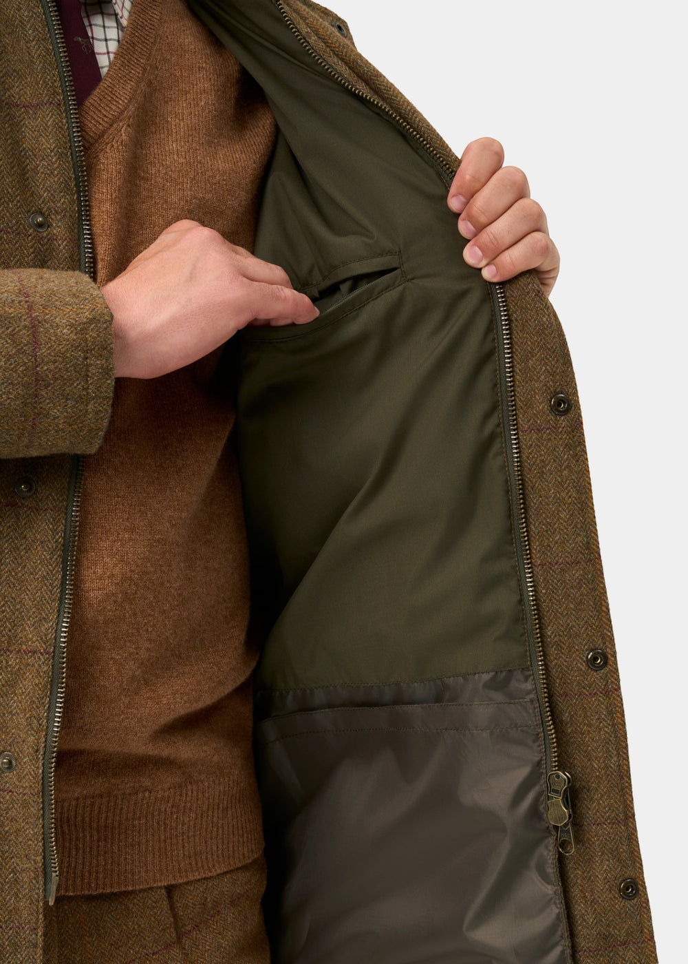 Rutland Men's Tweed Waterproof Shooting Coat in Birch -  Regular Fit