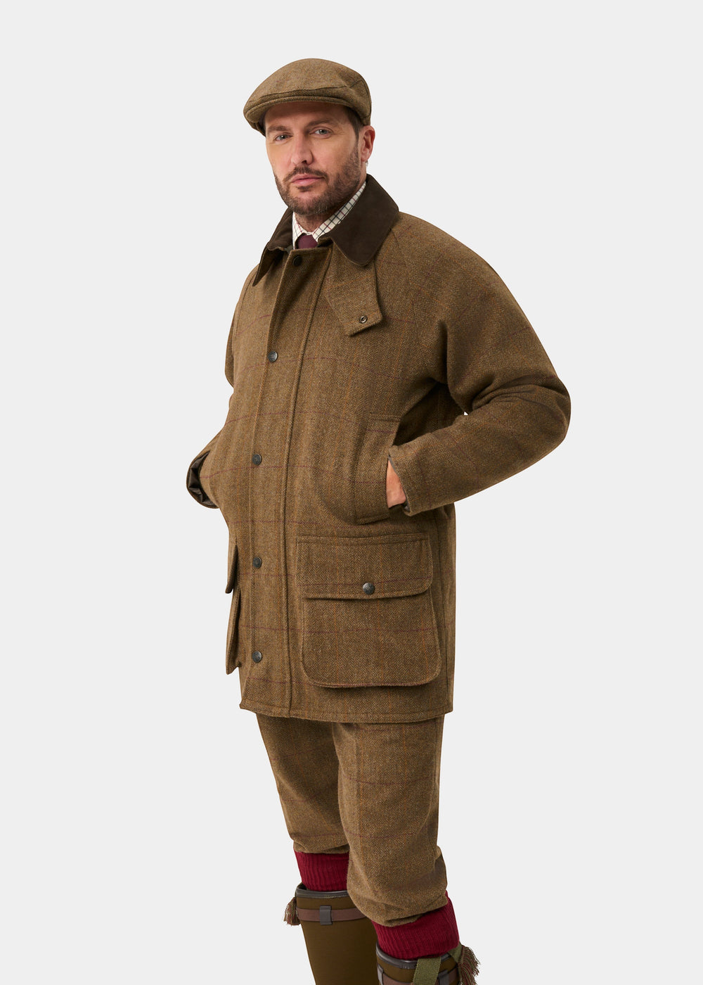 Rutland Men's Tweed Waterproof Shooting Coat in Birch -  Regular Fit