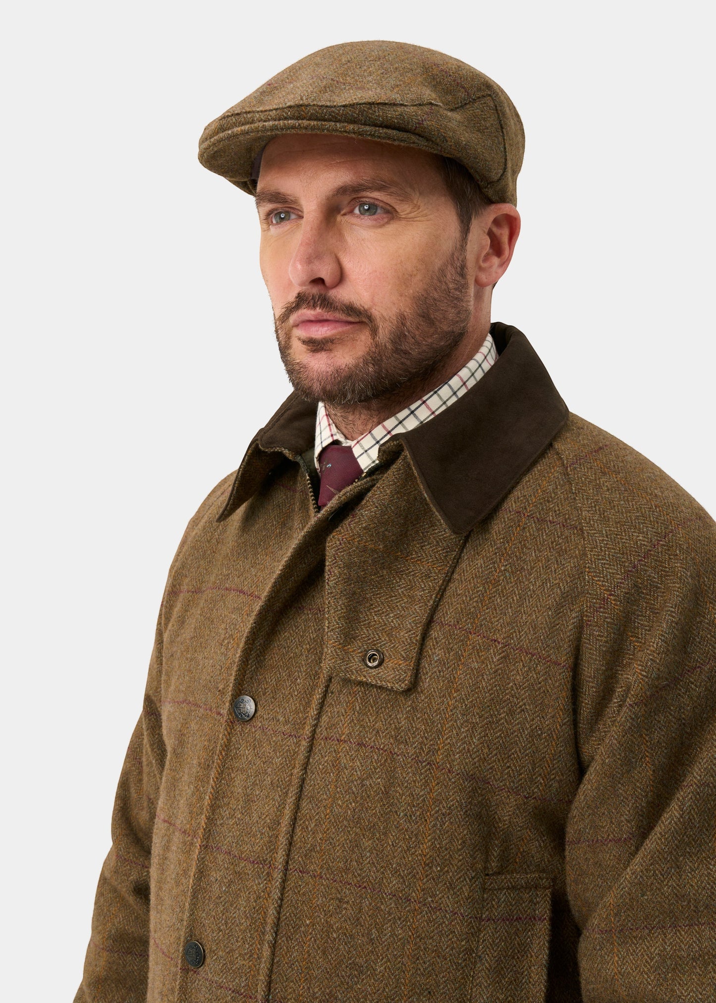 Rutland Men's Tweed Waterproof Shooting Coat in Birch -  Regular Fit