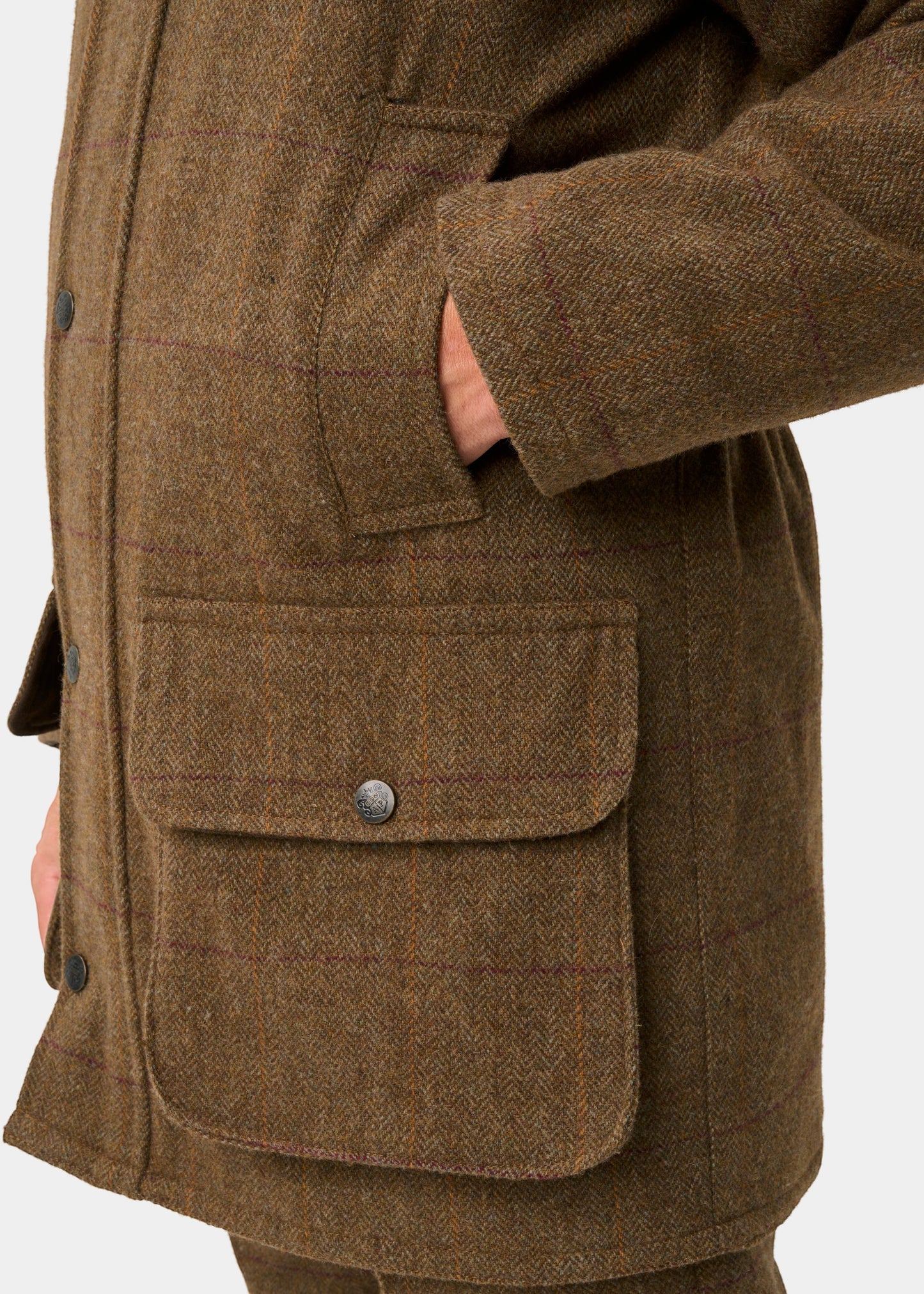 Rutland Men's Tweed Waterproof Shooting Coat in Birch -  Regular Fit