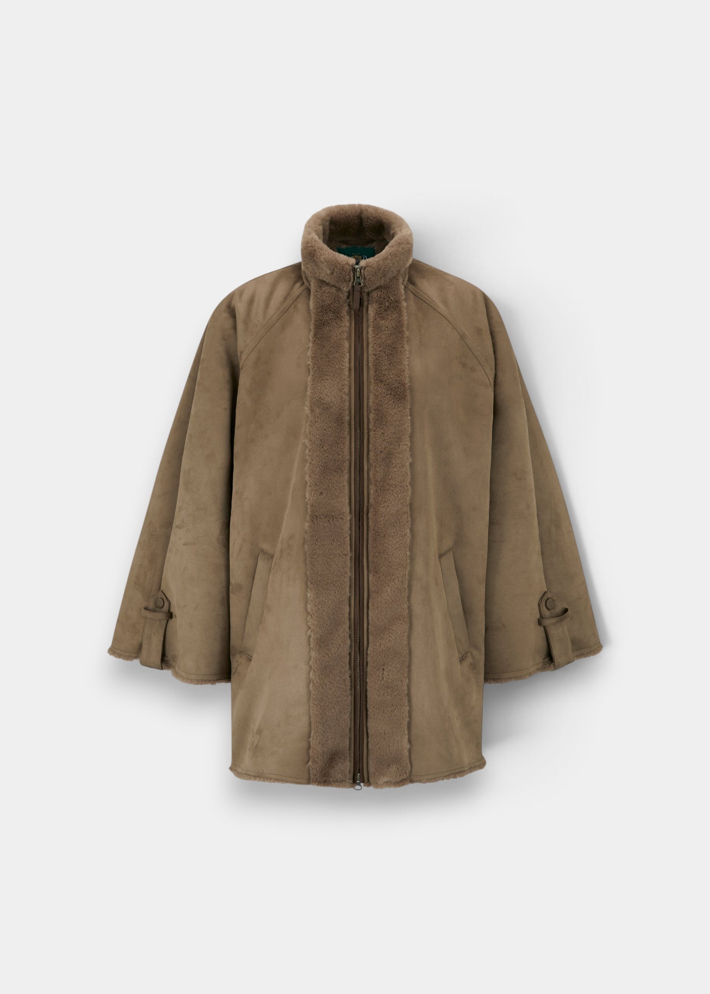 Surrey Ladies Fur Lined Long Sleeve Water Repellent Cape in Cocoa -  Regular Fit