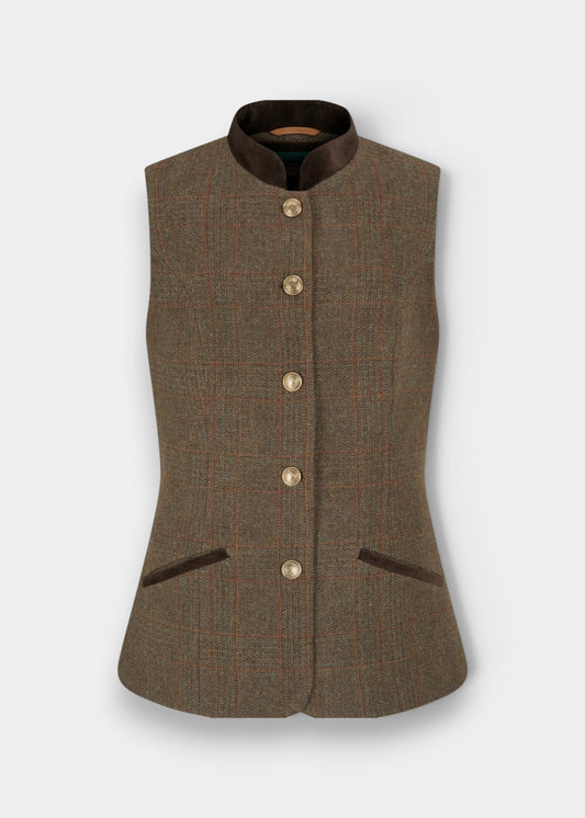 Surrey Ladies Tweed Waistcoat in Field Maple -  Regular Fit