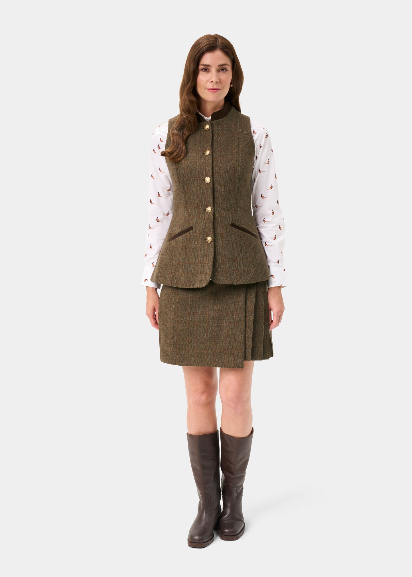 Surrey Ladies Tweed Waistcoat in Field Maple -  Regular Fit