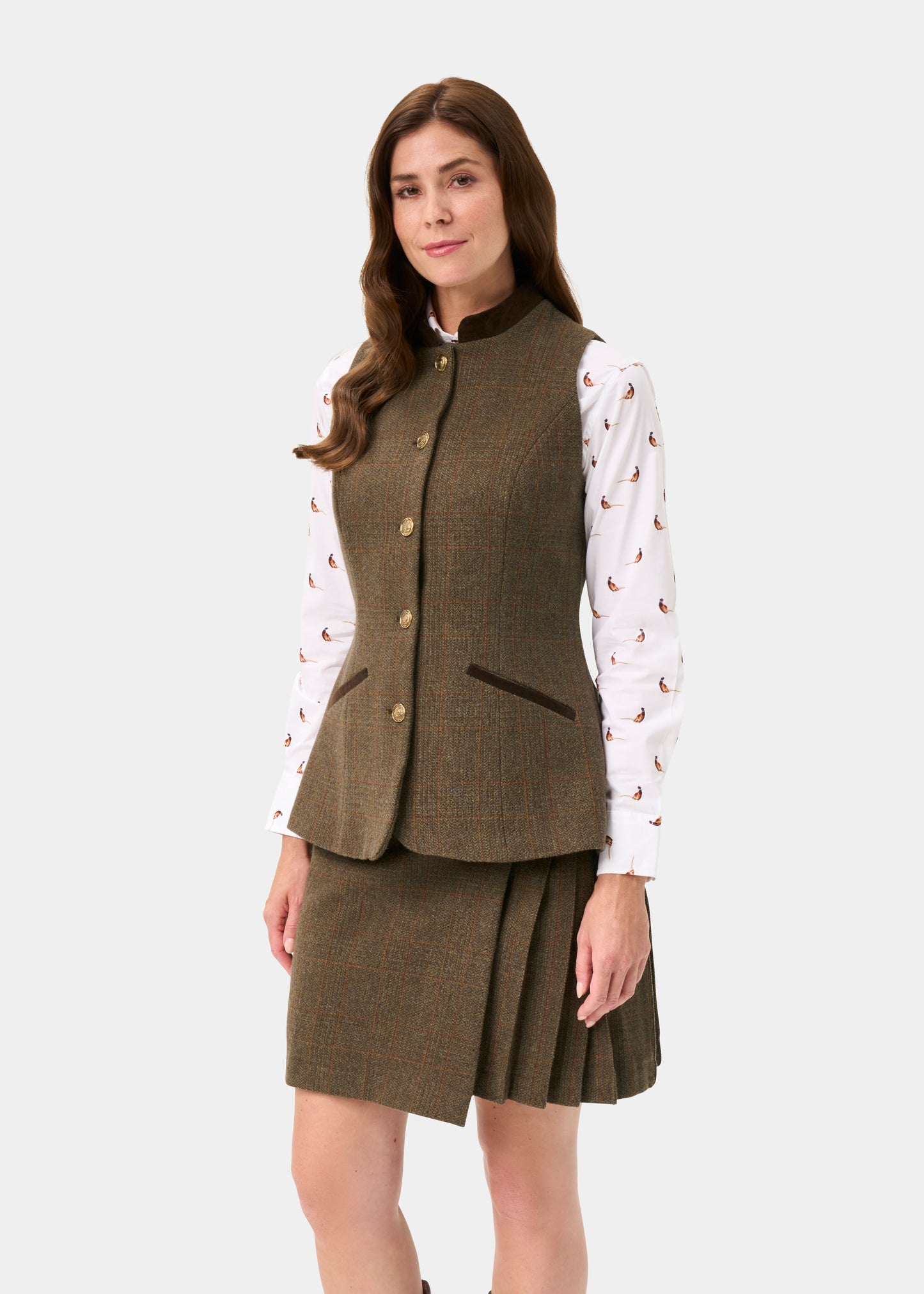 Surrey Ladies Tweed Waistcoat in Field Maple -  Regular Fit