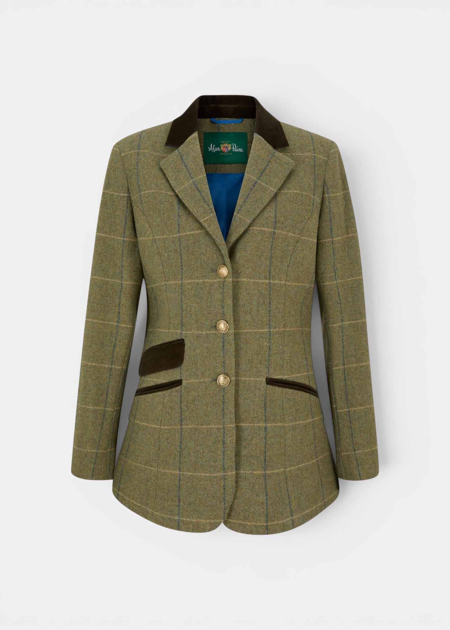 Surrey Ladies Tweed Water Repellent Blazer in Lovat Blue -  Regular Fit