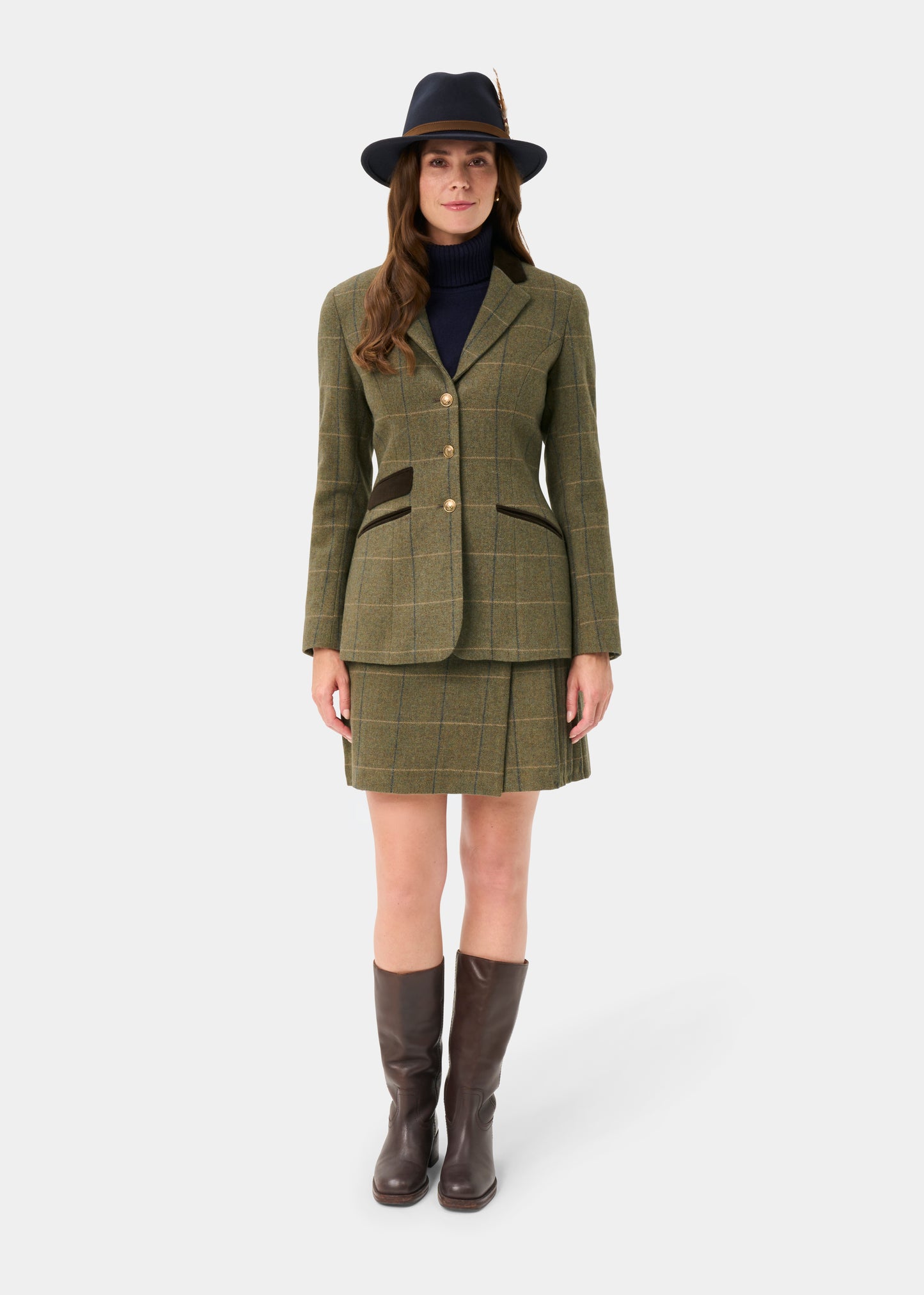 Surrey Ladies Tweed Water Repellent Blazer in Lovat Blue -  Regular Fit