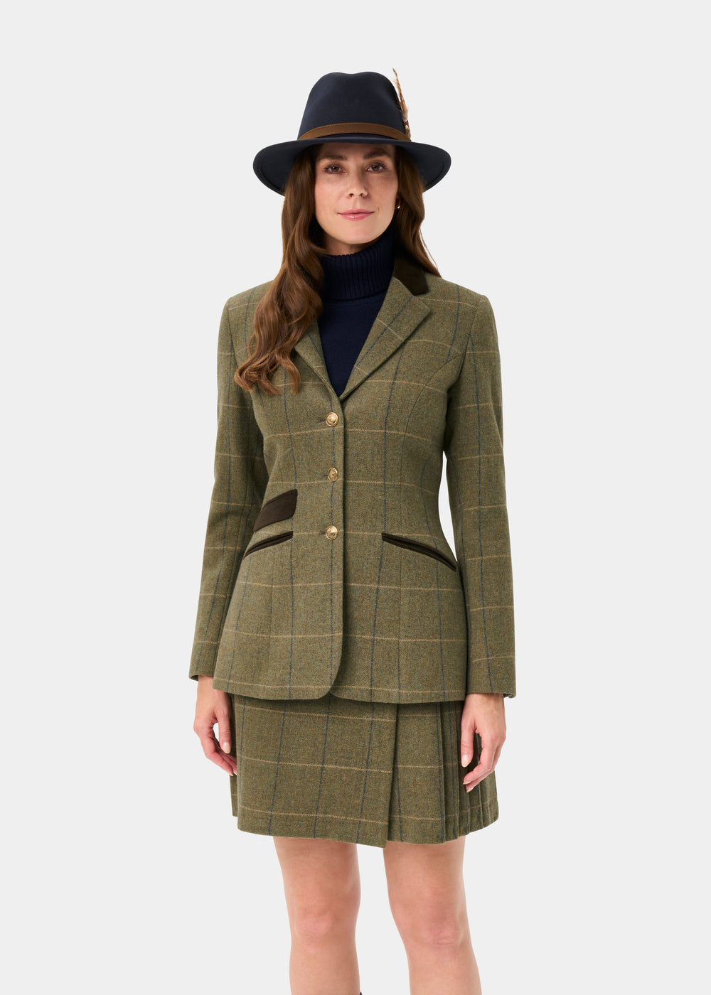 Surrey Ladies Tweed Water Repellent Blazer in Lovat Blue -  Regular Fit