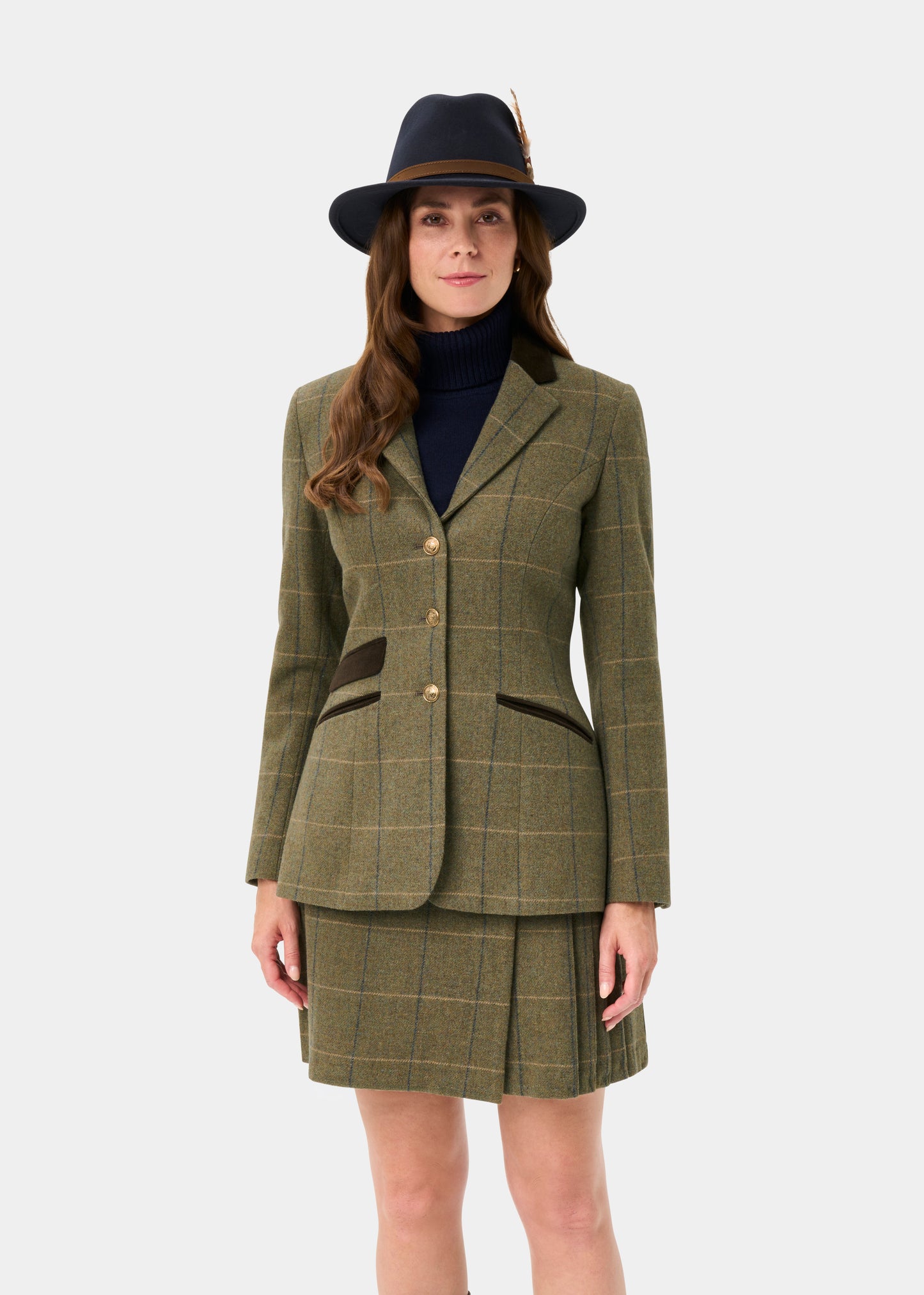 Surrey Ladies Tweed Water Repellent Blazer in Lovat Blue -  Regular Fit