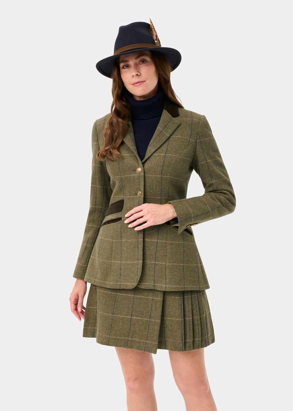 Surrey Ladies Tweed Water Repellent Blazer in Lovat Blue -  Regular Fit