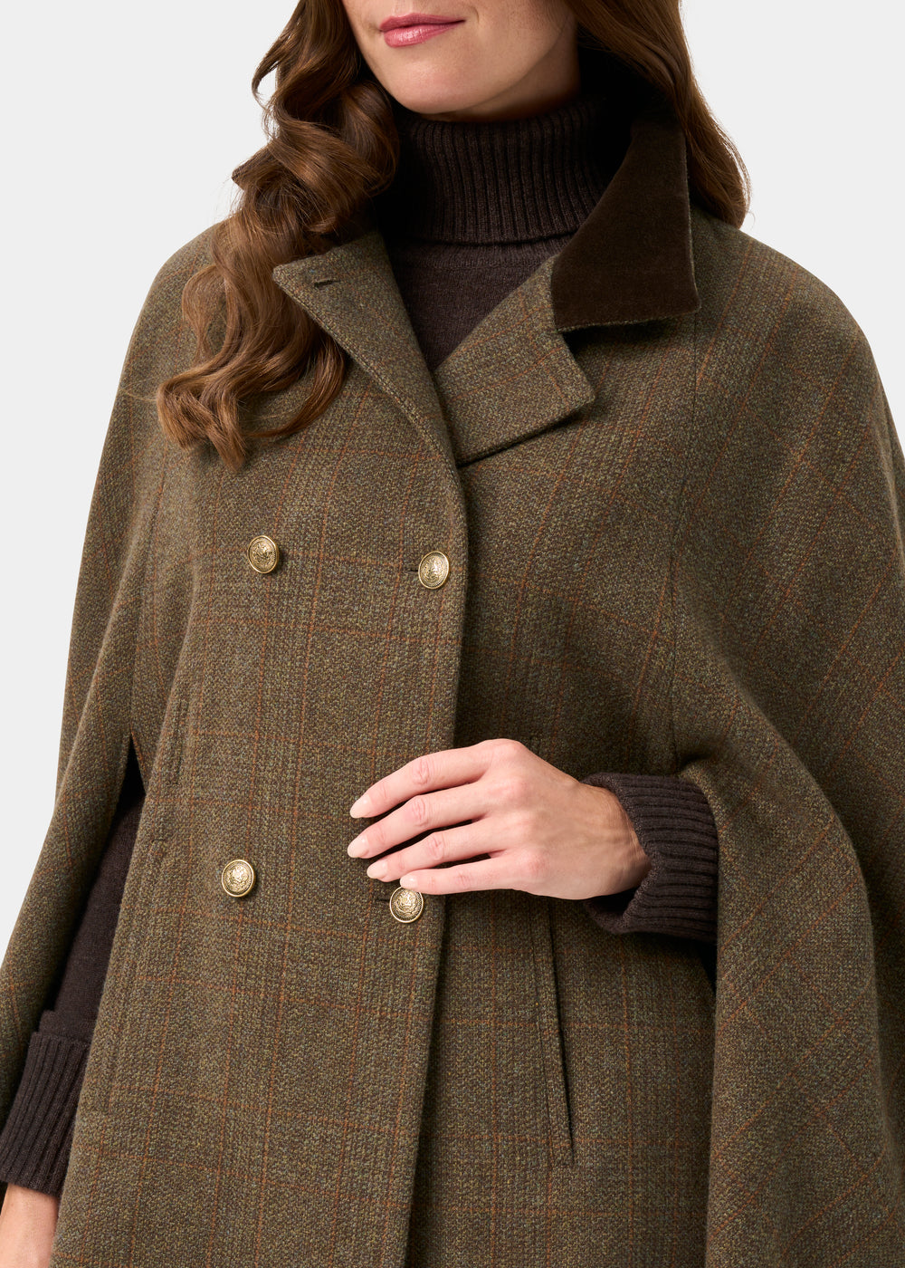 Surrey Ladies Tweed Water Repellent Cape in Field Maple -  Regular Fit