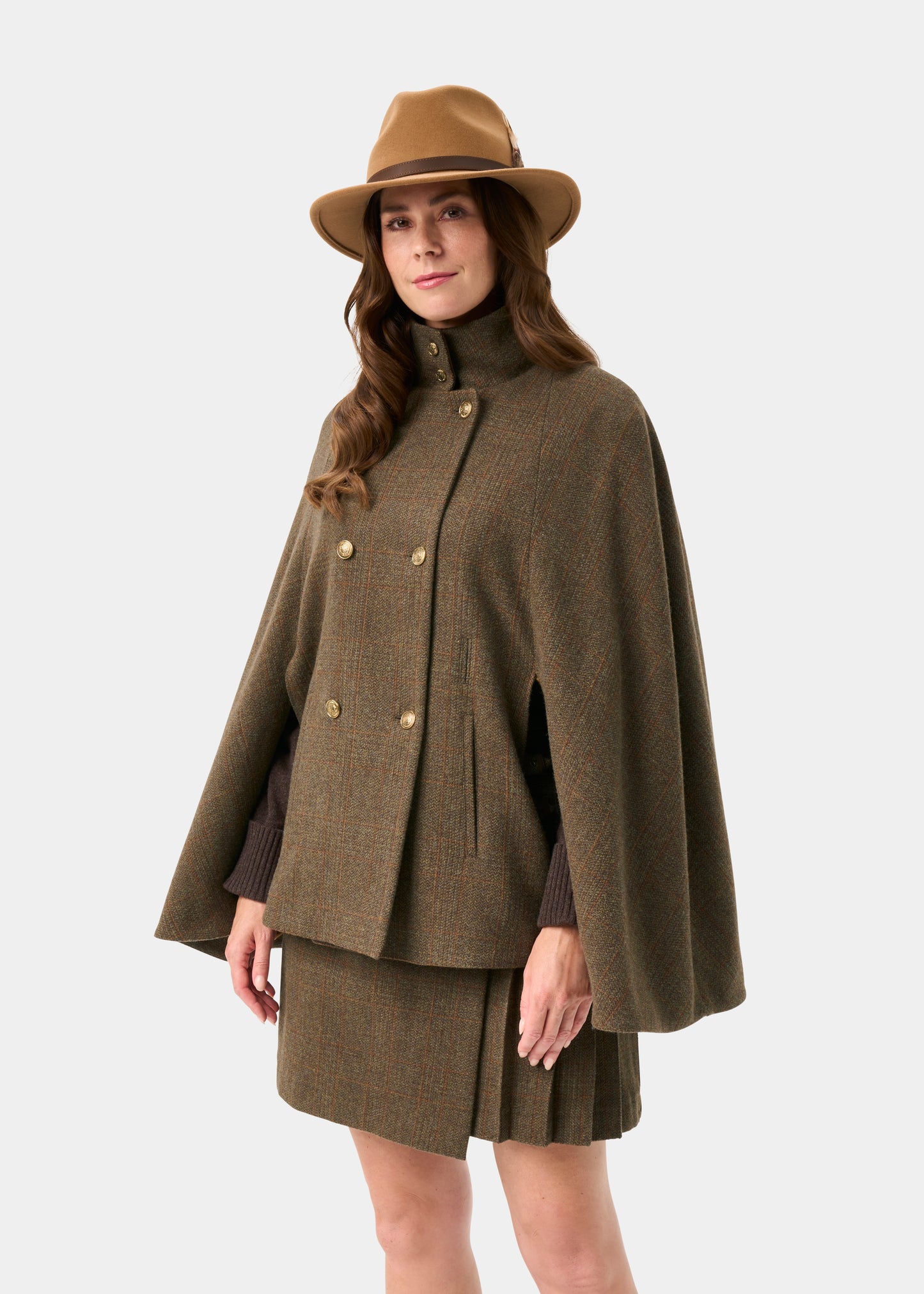 Surrey Ladies Tweed Water Repellent Cape in Field Maple -  Regular Fit