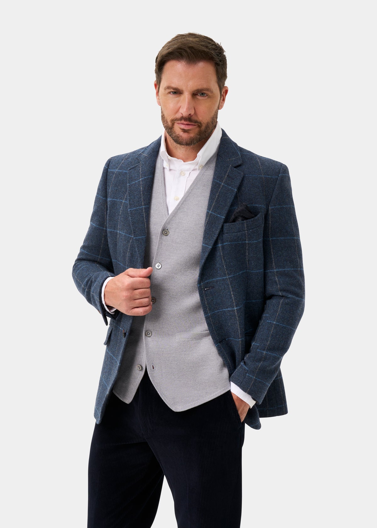 Surrey Men's Tweed Lined Blazer In Midnight Blue - Regular Fit