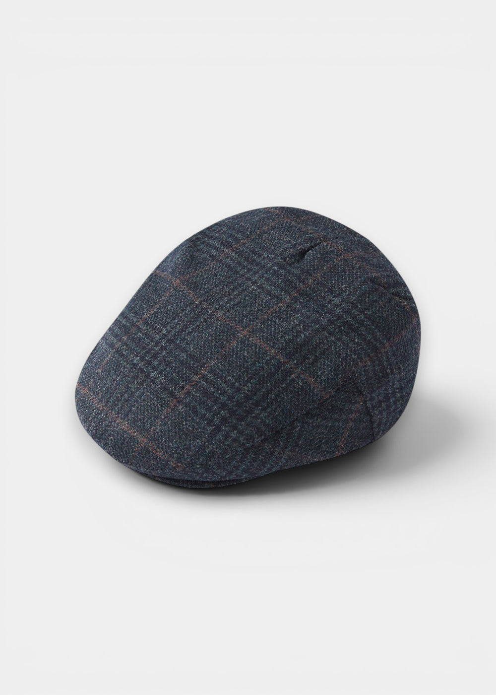 Surrey Men's Tweed Waterproof Flat Cap in Green Check  -  Regular Fit
