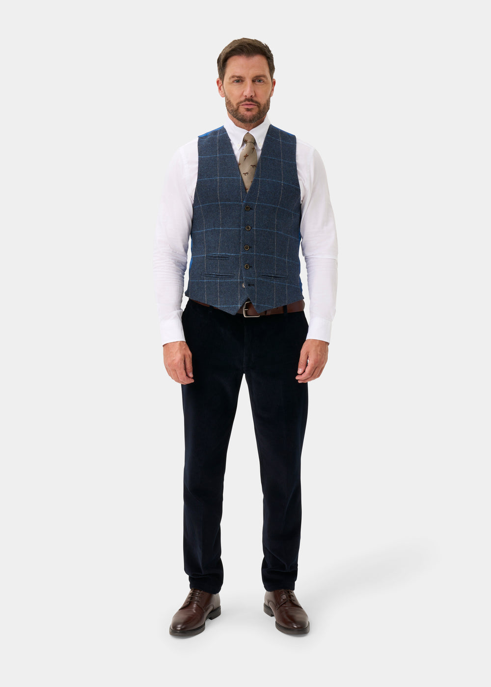 Surrey Men's Tweed Water Repellent Lined Waistcoat in Midnight Blue -  Regular Fit