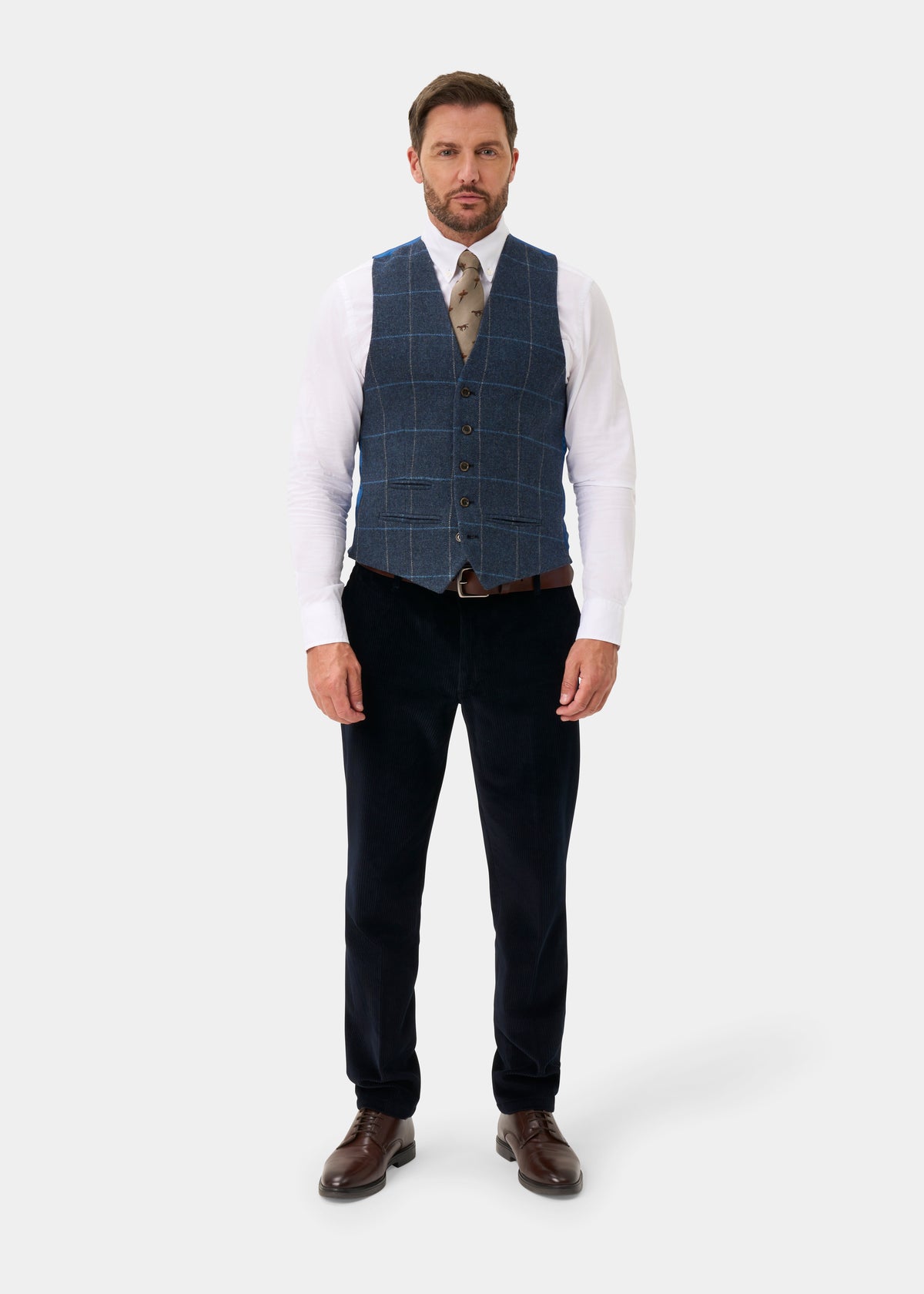 Surrey Men's Tweed Water Repellent Lined Waistcoat in Midnight Blue -  Regular Fit