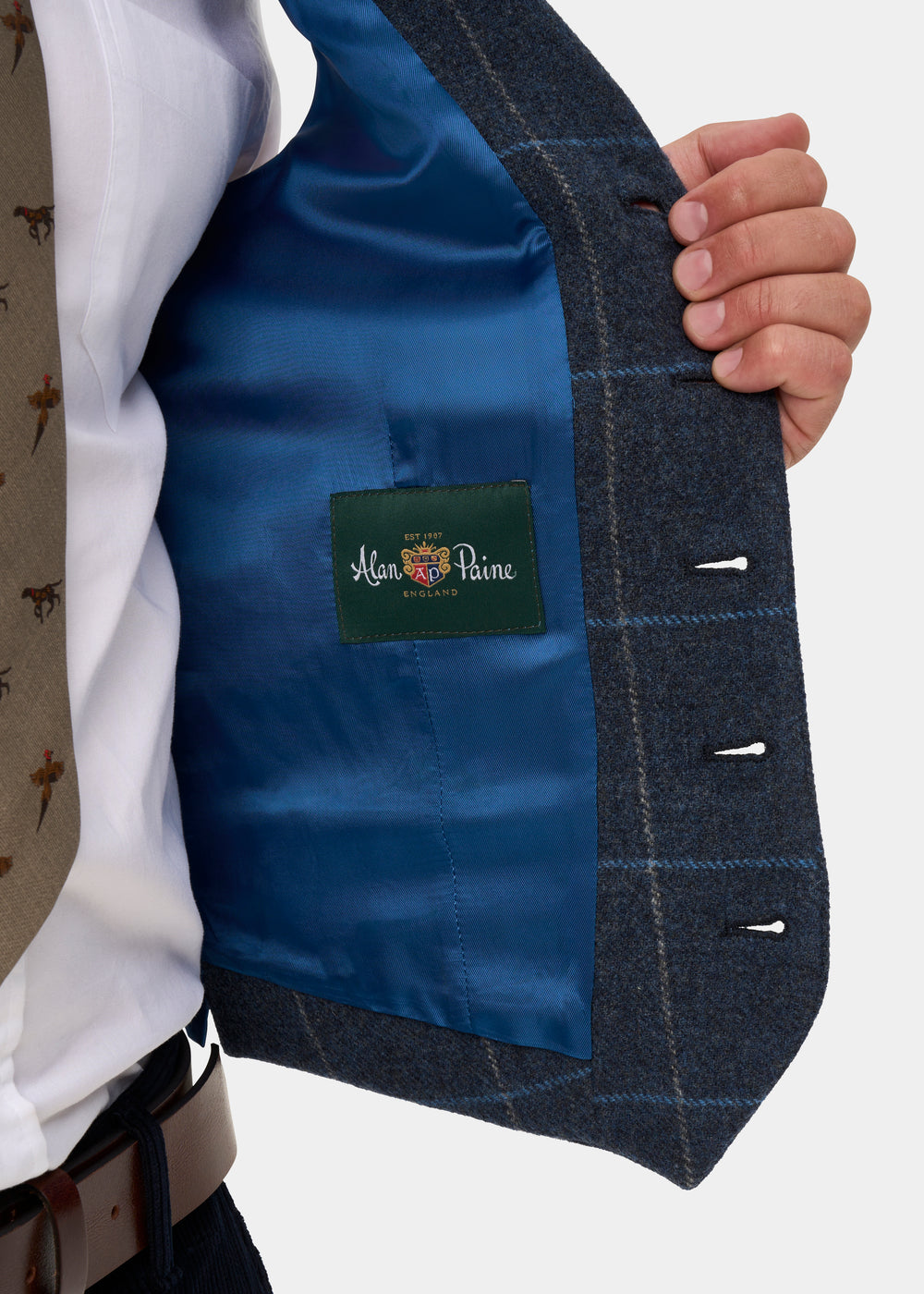 Surrey Men's Tweed Water Repellent Lined Waistcoat in Midnight Blue -  Regular Fit