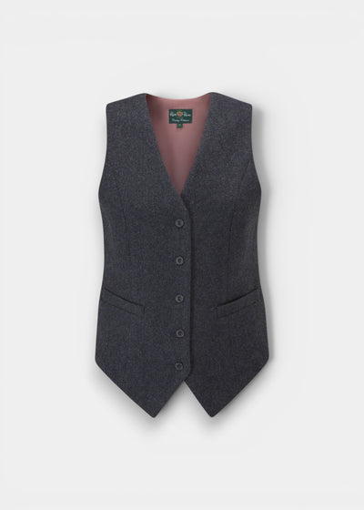 Surrey Ladies Tweed Water Repellant Waistcoat in Blue -  Regular Fit