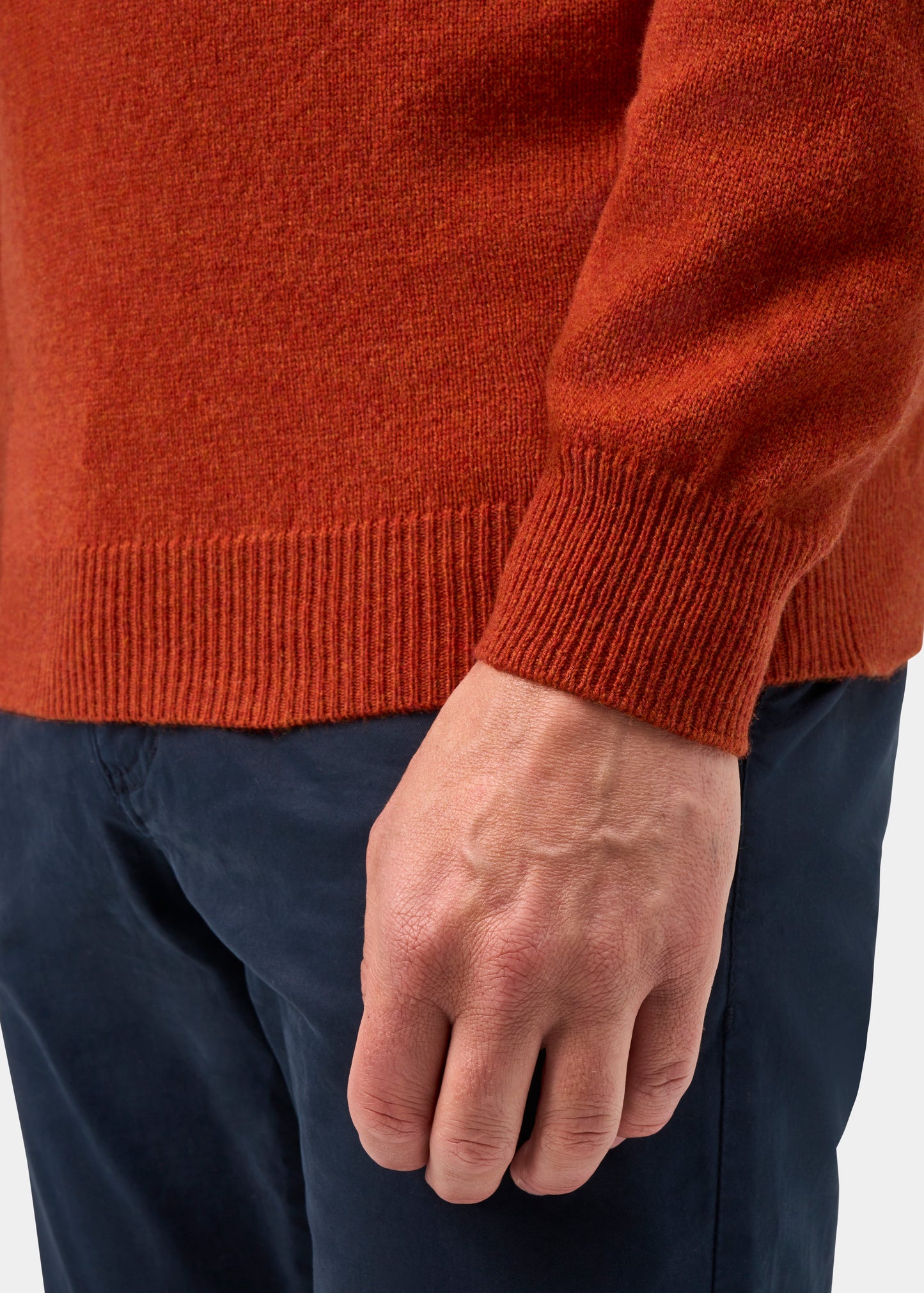 Sutherland Lambswool 1/4 Zip Jumper in Ember - Regular Fit