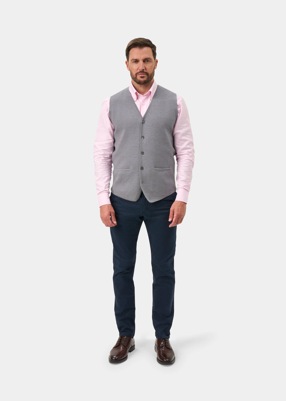 Thornley Merino Wool Tailored Light Grey Mix Waistcoat - Regular Fit