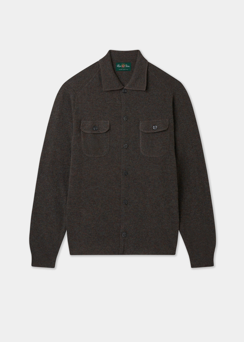 Men's knitted long sleeve shirt in brown