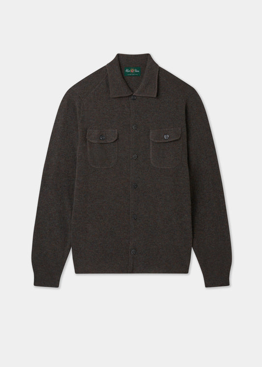 Men's knitted long sleeve shirt in brown