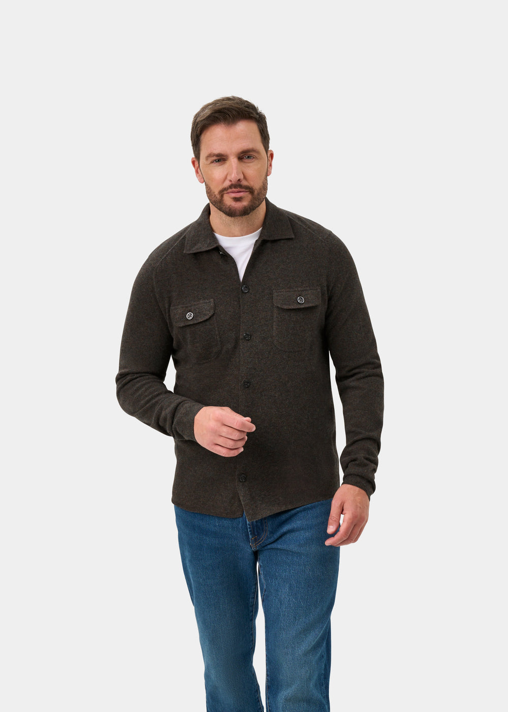 Tore Geelong Wool Knitted Shirt In Cask - Regular Fit