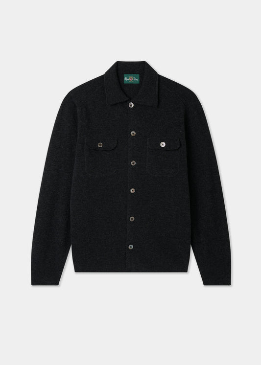 Men's knitted long sleeve shirt in charcoal