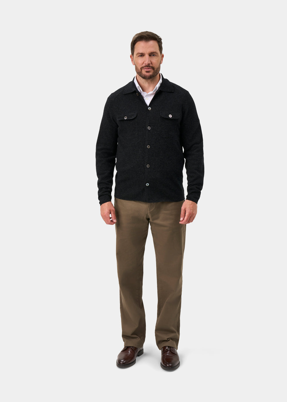 Tore Men's Knitted Geelong Shirt In Charcoal - Regular Fit
