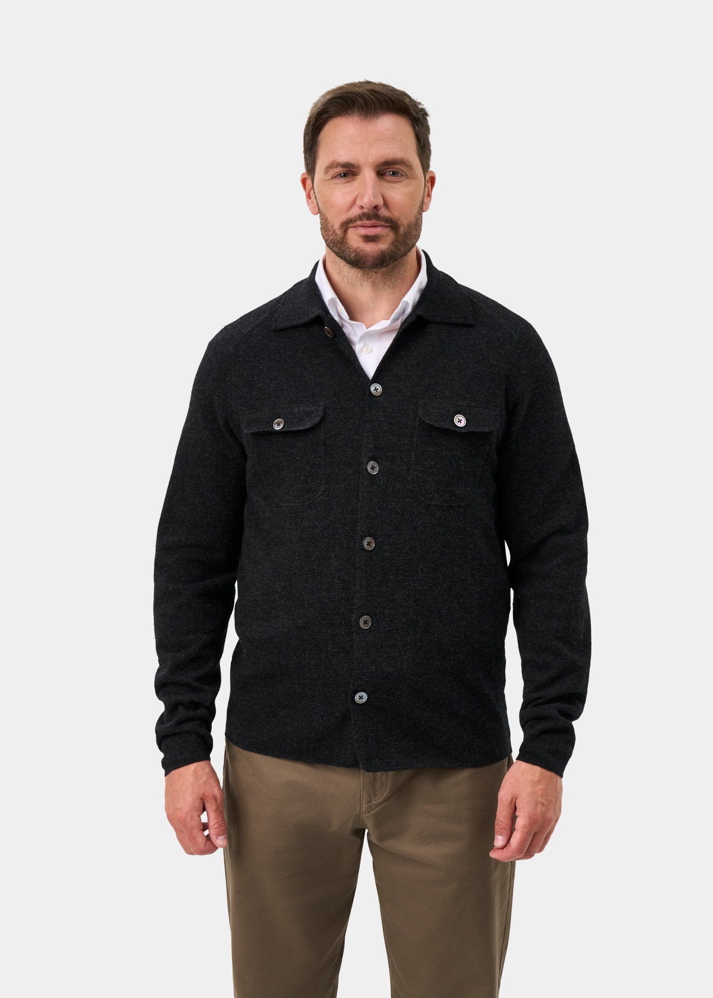 Tore Men's Knitted Geelong Shirt In Charcoal - Regular Fit