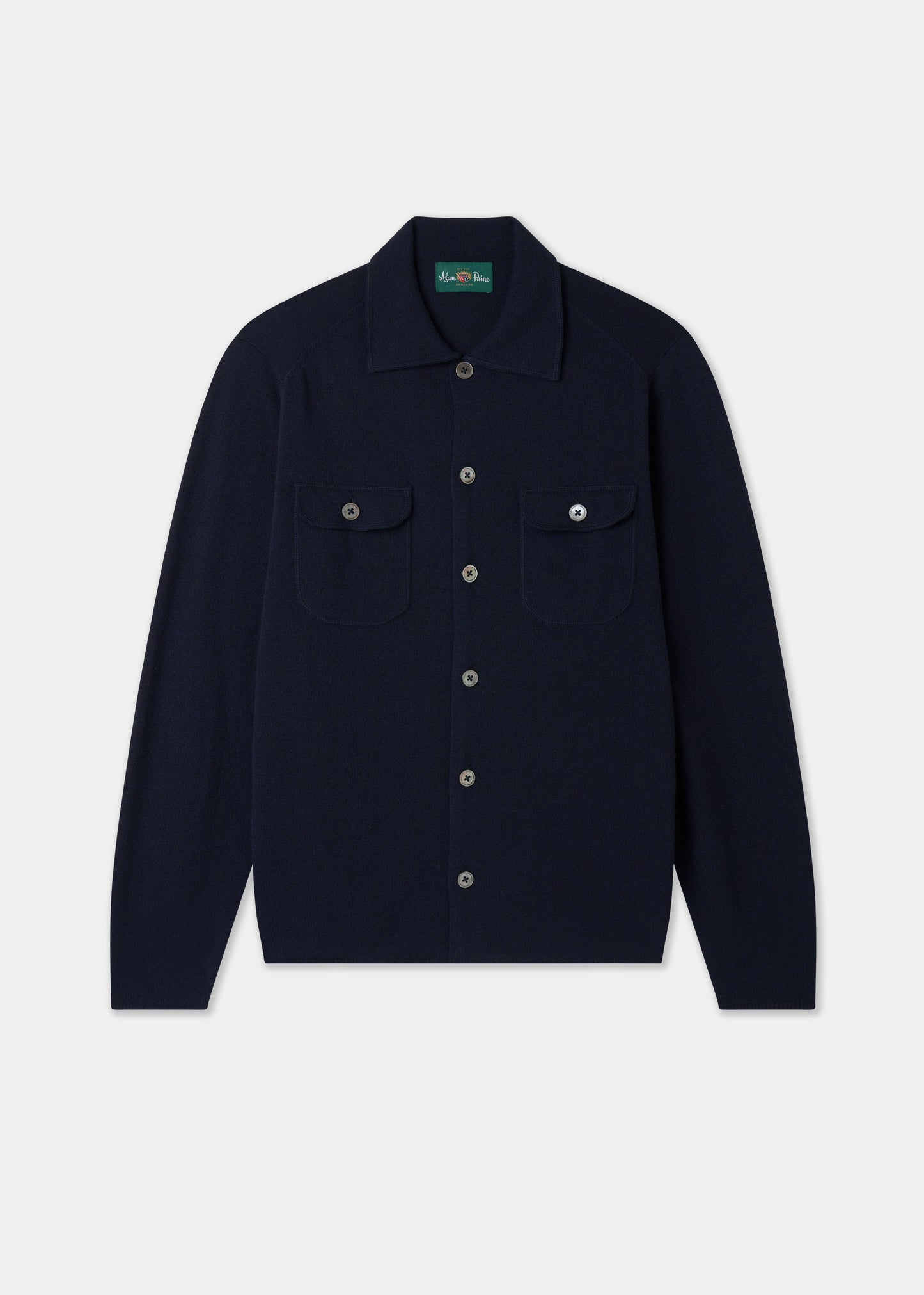Men's knitted long sleeve shirt in Dark Navy