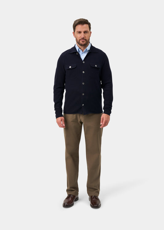 Tore Men's Knitted Geelong Shirt In Dark Navy - Regular Fit