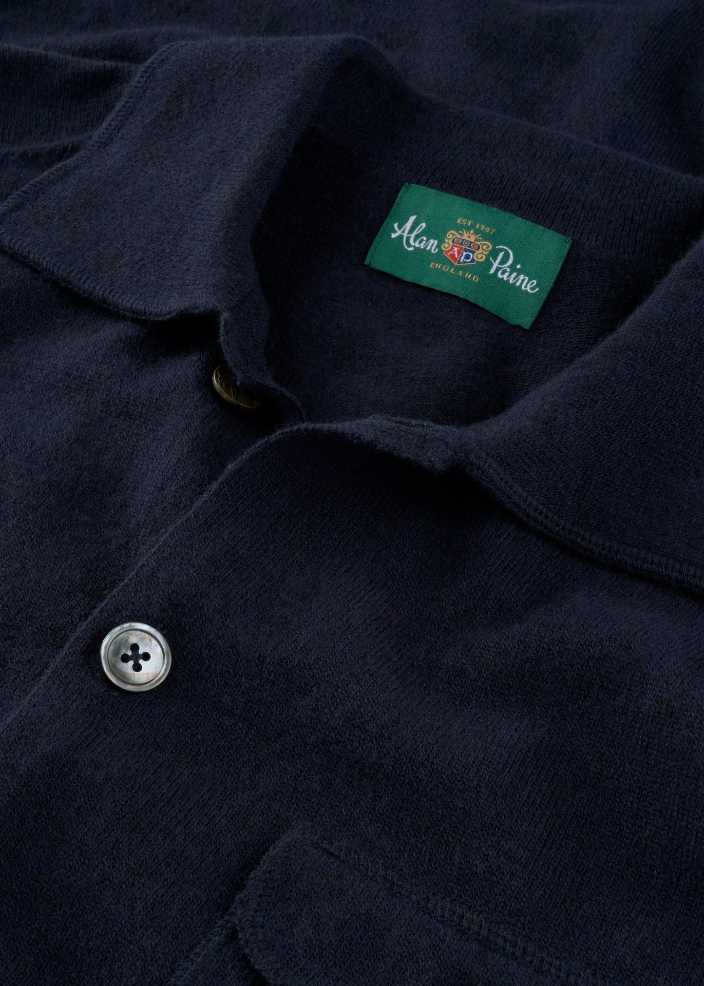 Men's knitted long sleeve shirt in Dark Navy