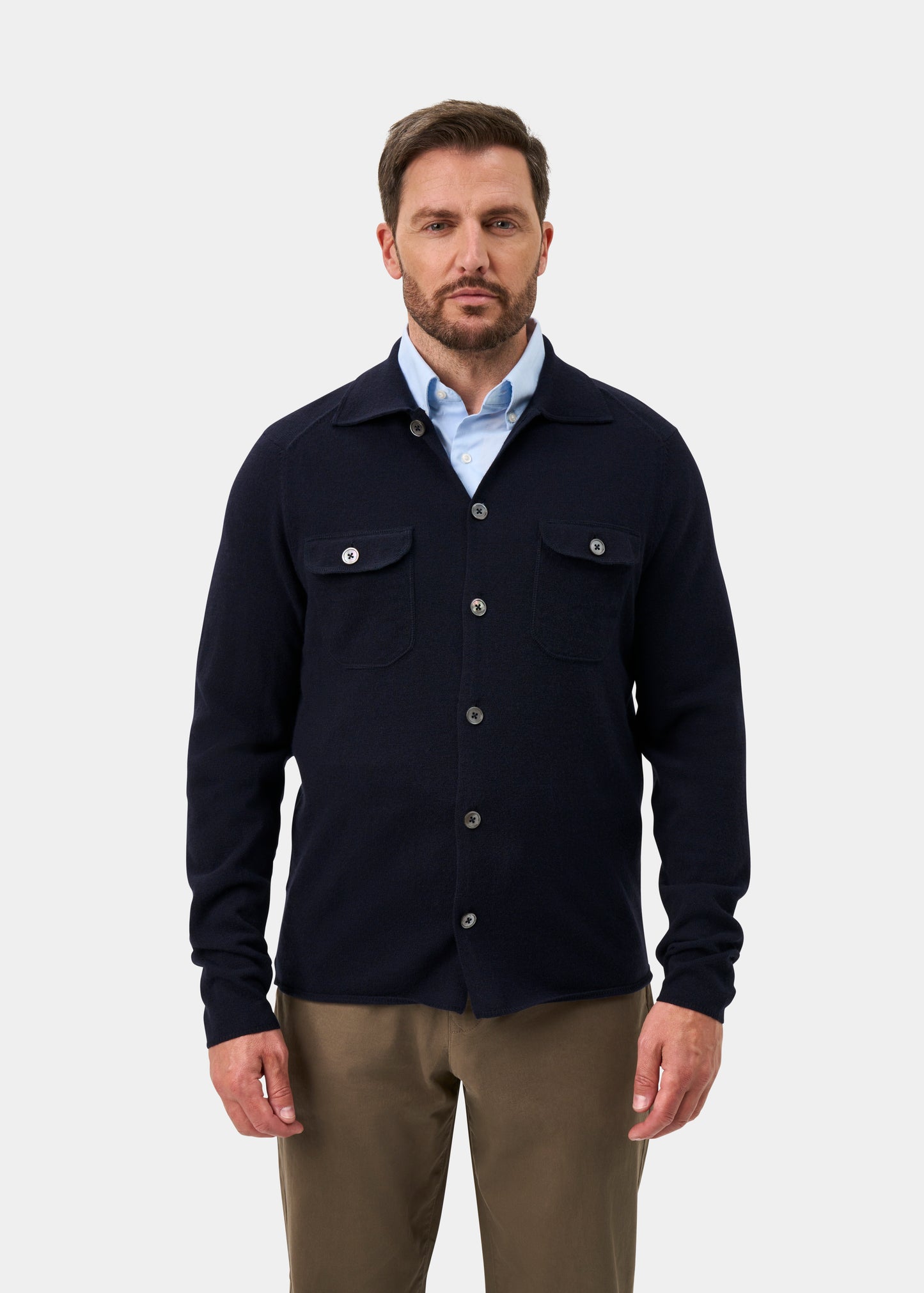 Tore Men's Knitted Geelong Shirt In Dark Navy - Regular Fit