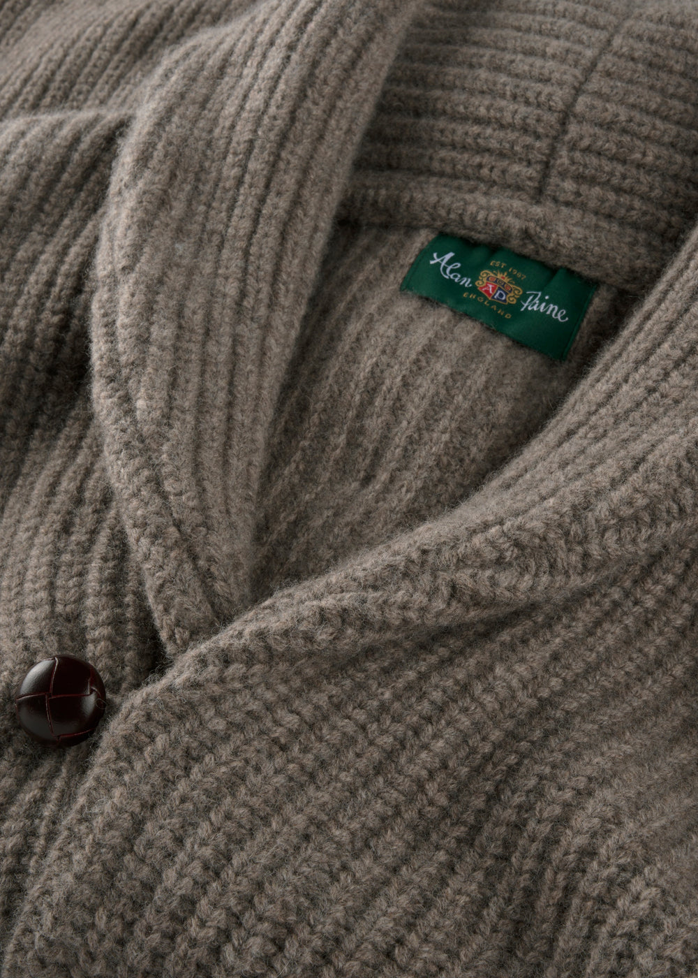 Men's Lambswool Jumper with Shawl Collar in Vole