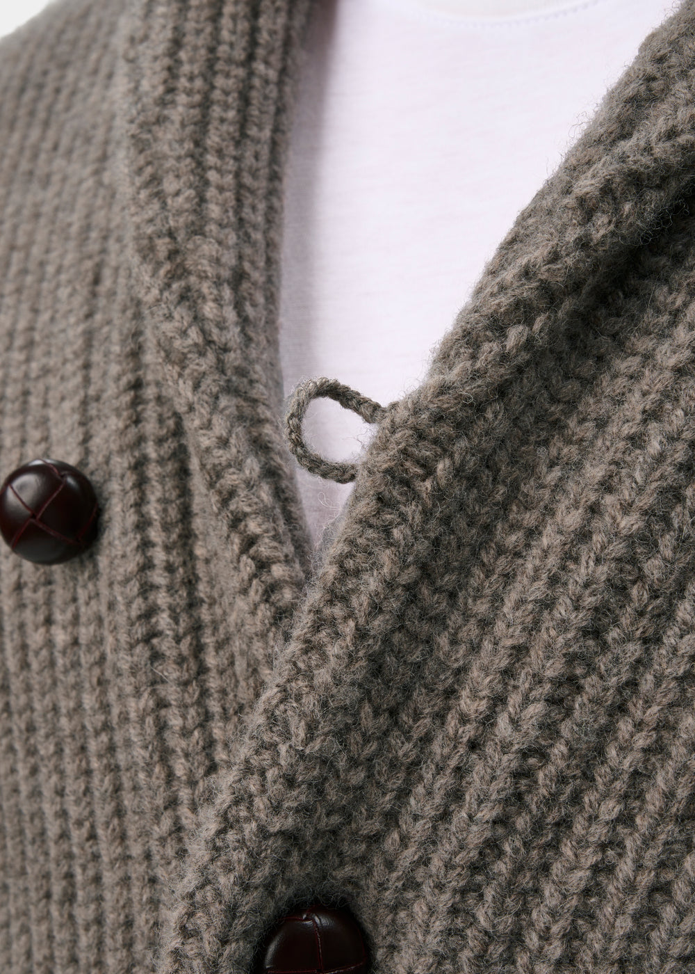 Usworth Men's Shawl Collar Lambswool Jumper In Vole - Regular Fit