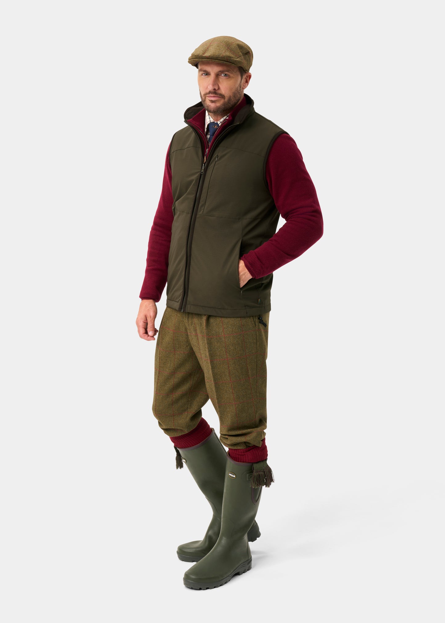 Willsden Men's Water Repellent Gilet In Olive - Regular Fit
