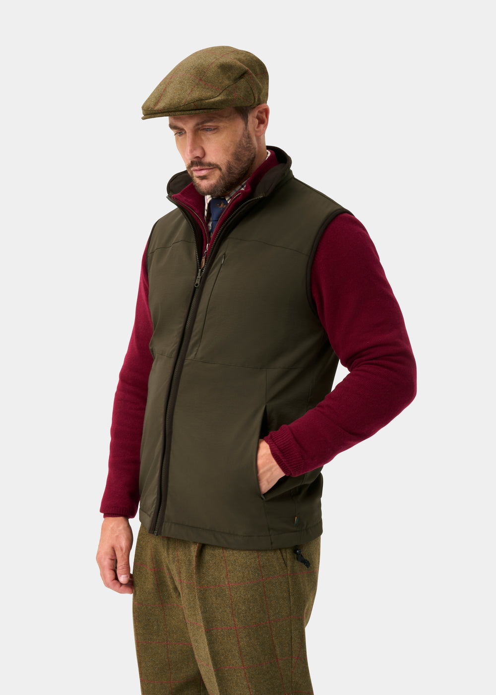 Willsden Men's Water Repellent Gilet In Olive - Regular Fit