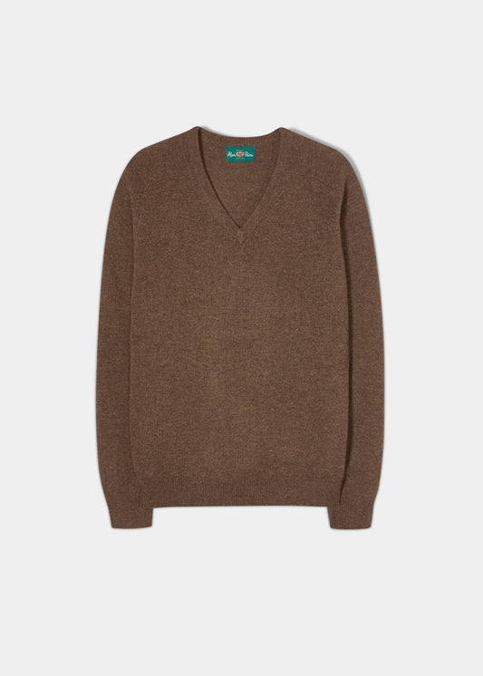 Maglione da uomo in lana d'agnello Kilsyth in tabacco - Vestibilità regolare